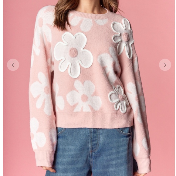 Rareraw “ Miriam “ Rareraw 3D Floral Appliqué Sweater 54 - Picture 3 of 6